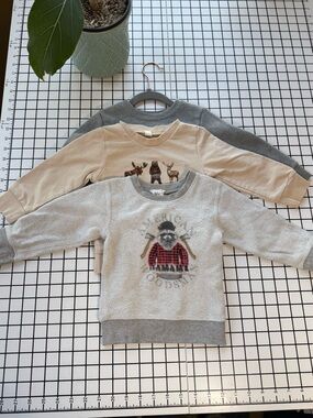 Cozy Gray Woodland Crewneck Sweatshirt for Kids